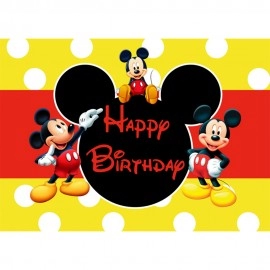 Disney Cartoon Mickey Minnie Mouse Donald Duck Happy Birthday Backgrounds Decors Vinyl Cloth Party Backdrops Baby Shower Banner