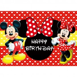 Disney Cartoon Mickey Minnie Mouse Donald Duck Happy Birthday Backgrounds Decors Vinyl Cloth Party Backdrops Baby Shower Banner