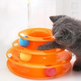 Interactive Tower Cat Toy Turntable Roller Balls Toys for Cats Kitten Teaser Puzzle Track Toy Pets Training Supplies Accessories